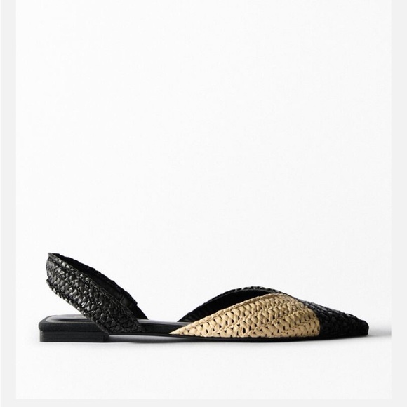 Zara Limited Edition Woven Raffia Slingback Flats - Picture 4 of 6